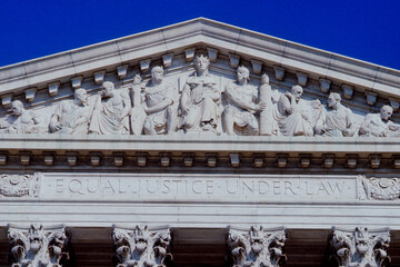 Washington DC, USA, April, 1995 Exterior views of the United States Supreme Courthouse .