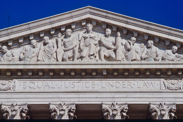Washington DC, USA, April, 1995 Exterior views of the United States Supreme Courthouse .