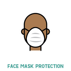 Man in face mask line icon, vector pictogram of pandemic virus prevention. Protection wear from coronavirus, air pollution, dust, flu illustration. Sign for medical equipment store. Wear your mask.