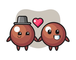 Chocolate ball couple cartoon fall in love