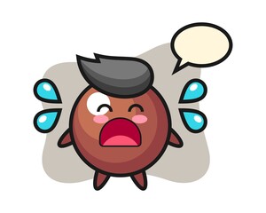 Chocolate ball cartoon with crying gesture