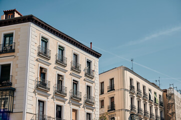 Facade of residential buildings in Madrid