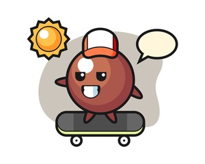 Chocolate ball cartoon ride a skateboard