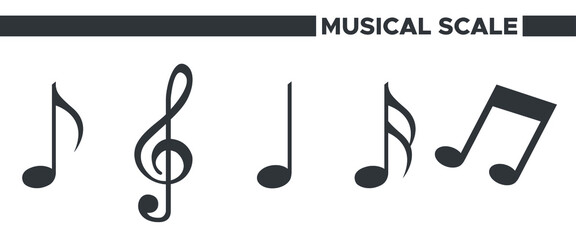 Set Of 5 Simple Musical Scale Icons