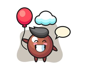 Chocolate ball cartoon is playing balloon