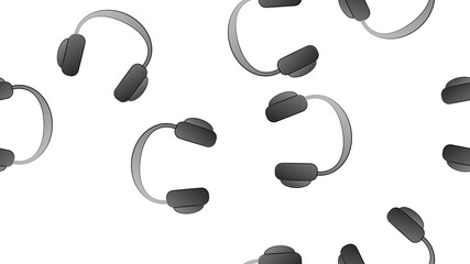 Endless seamless pattern of beautiful music disco audio headphones on a white background. Vector illustration