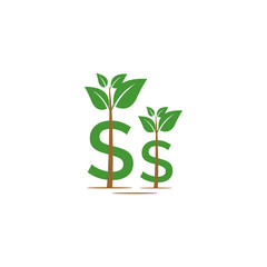 Fototapeta na wymiar money logo with leaf green design template. Vector illustration of icon