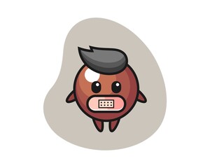 Chocolate ball cartoon with tape on mouth