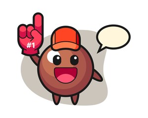 Chocolate ball cartoon with number 1 fans glove