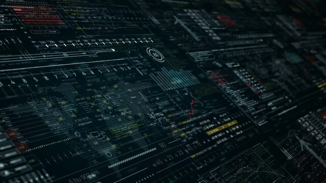 HUD user interface screen.Technological Sci Fi background.Data text digital infographic.Broadcast intro.