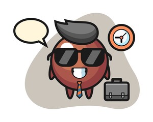 Chocolate ball cartoon as a businessman