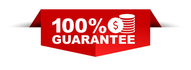 red vector illustration banner 100% guarantee