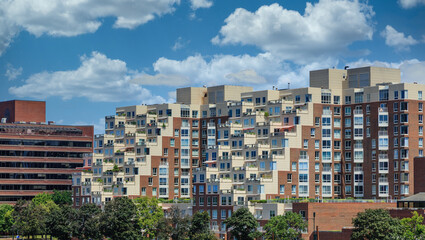 Fototapeta na wymiar Terraced Condo Buildings in Boston