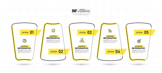 Timeline Infographics design template, linear concept with 5 steps	
