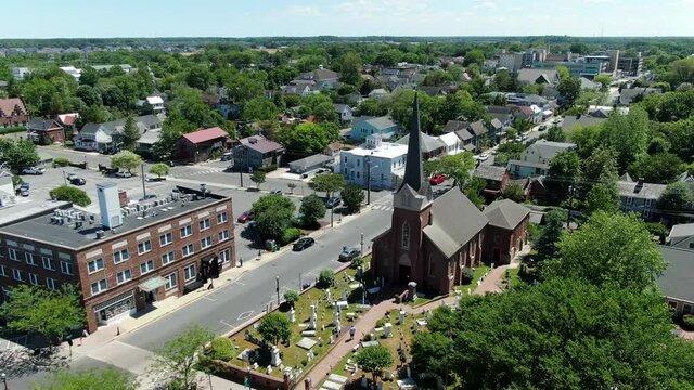 AERIAL Of Lewes Township, Delaware USA Including Church and CDB