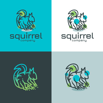 abstract illustration of squirrel animal line style logo design modern premium