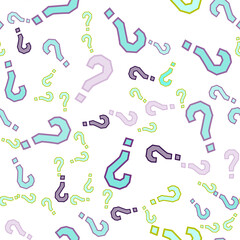 Quiz seamless pattern. Question marks, doubt, faq