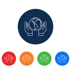 hands lifting world planet earth line style vector illustration design