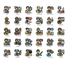 Set of male occupation thin line and pixel perfect icons for any web and app project.