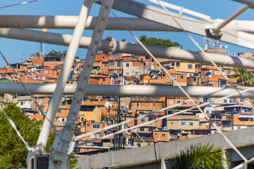 Providence Hill " morro da providencia ", seen from the Olympic Boulevard on the Maua Square in Rio de Janeiro .