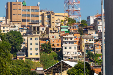 Providence Hill " morro da providencia ", seen from the Olympic Boulevard on the Maua Square in Rio de Janeiro .