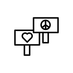 Signboard, peace, heart icon. Simple line, outline vector elements of flower children icons for ui and ux, website or mobile application