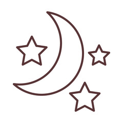 half moon and stars decoration ornament line style icon