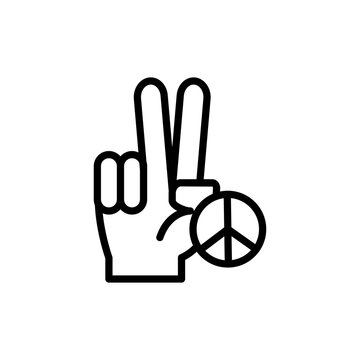 Hand, peace icon. Simple line, outline vector elements of flower children icons for ui and ux, website or mobile application