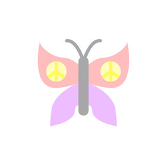 Butterfly, peace icon. Simple color vector elements of flower children icons for ui and ux, website or mobile application