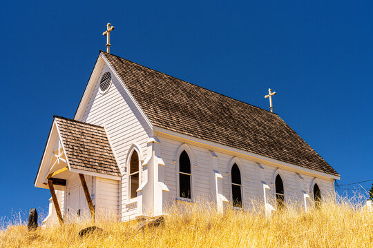 St. Hilarys Historic Catholic Church and Preserve in Tiburon, California built in 1988. 