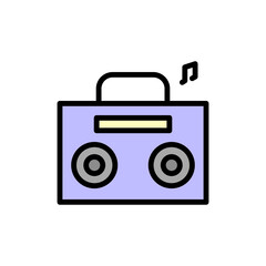 Boom box, note icon. Simple color with outline vector elements of flower children icons for ui and ux, website or mobile application
