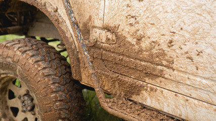 Muddy off-road opto-cars Mud tires