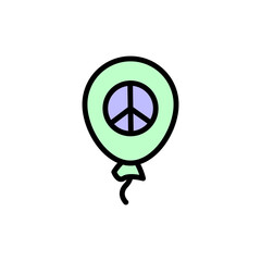 Balloon, peace icon. Simple color with outline vector elements of flower children icons for ui and ux, website or mobile application