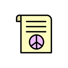 Document, peace icon. Simple color with outline vector elements of flower children icons for ui and ux, website or mobile application