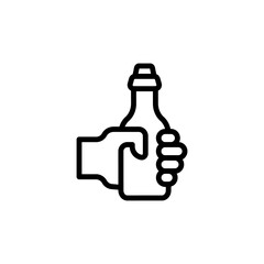 Hand, beer bottle icon. Simple line, outline vector elements of international beer day icons for ui and ux, website or mobile application