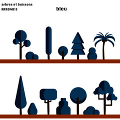 Arbres et buissons de couleur bleu
Style arrondis