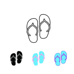 A pair of Beach sandals, blue slippers for summer vacation. Comfortable slipper Footwear at seaside. Flip, flop, sendal, summer time vacation icon Vector illustration Design on white background  EPS10