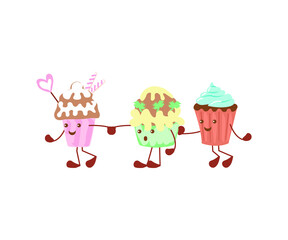 Funny cupcake characters