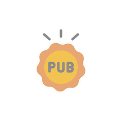 Pub sign, label icon. Simple color vector elements of international beer day icons for ui and ux, website or mobile application