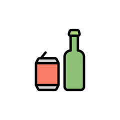 Beer can, beer bottle icon. Simple color with outline vector elements of international beer day icons for ui and ux, website or mobile application