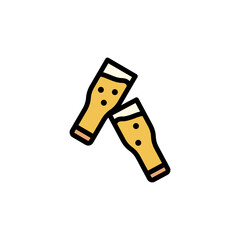 Beer goblets, cheers icon. Simple color with outline vector elements of international beer day icons for ui and ux, website or mobile application