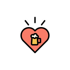 Heart, love, beer icon. Simple color with outline vector elements of international beer day icons for ui and ux, website or mobile application