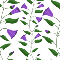 Seamless pattern. Flowers and leaves of the field bindweed. For gift packaging, fabric and other printed products. Vector illustration