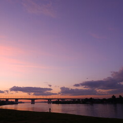sunset over the river
