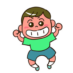 笑顔でジャンプする男の子①