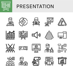 presentation simple icons set
