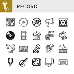 record simple icons set