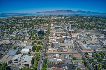 Aerial View of Downtown Provo during Summer