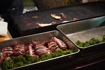 イカ焼き　夏休み　盆踊り　夏祭り　鉄板焼き