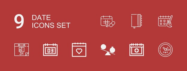 Editable 9 date icons for web and mobile